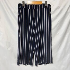 Laura Petites Navy Striped Cropped Pants sz L